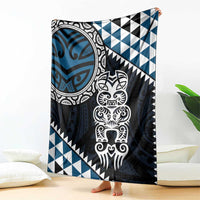 Blue Aotearoa Niho Taniwha Blanket Maori Mythology Tooth - Taniko Motifs LT14 - Polynesian Pride