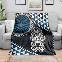 Blue Aotearoa Niho Taniwha Blanket Maori Mythology Tooth - Taniko Motifs LT14 - Polynesian Pride