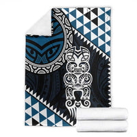 Blue Aotearoa Niho Taniwha Blanket Maori Mythology Tooth - Taniko Motifs LT14 - Polynesian Pride