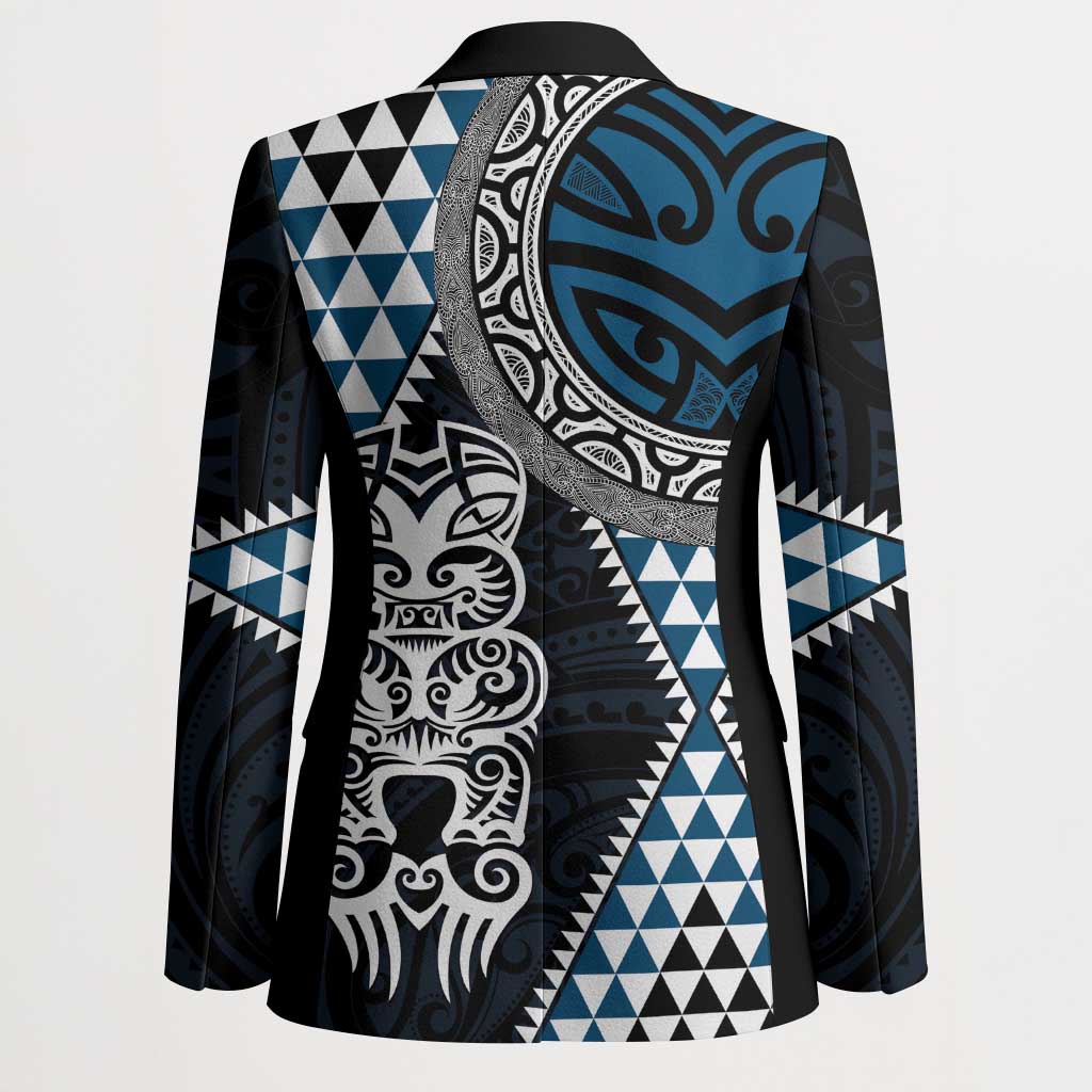Blue Aotearoa Niho Taniwha Blazer Maori Mythology Tooth - Taniko Motifs - Polynesian Pride