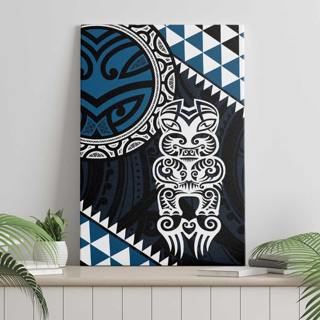 Blue Aotearoa Niho Taniwha Canvas Wall Art Maori Mythology Tooth - Taniko Motifs LT14 - Polynesian Pride