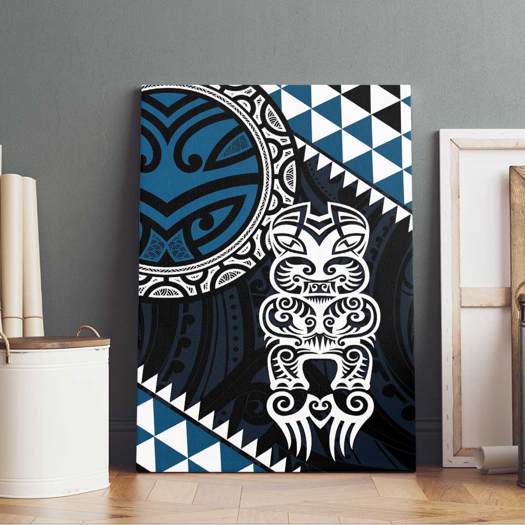 Blue Aotearoa Niho Taniwha Canvas Wall Art Maori Mythology Tooth - Taniko Motifs LT14 - Polynesian Pride