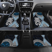 Blue Aotearoa Niho Taniwha Car Mats Maori Mythology Tooth - Taniko Motifs LT14 Set 4pcs Blue - Polynesian Pride