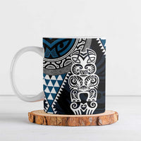 Blue Aotearoa Niho Taniwha Ceramic Mug Maori Mythology Tooth - Taniko Motifs - Polynesian Pride