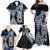 Blue Aotearoa Niho Taniwha Family Matching Off Shoulder Maxi Dress and Hawaiian Shirt Maori Mythology Tooth - Taniko Motifs