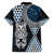 Blue Aotearoa Niho Taniwha Family Matching Short Sleeve Bodycon Dress and Hawaiian Shirt Maori Mythology Tooth - Taniko Motifs