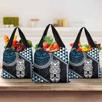 Blue Aotearoa Niho Taniwha Grocery Bag Maori Mythology Tooth - Taniko Motifs LT14 3-pack One Size Blue - Polynesian Pride