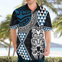 Blue Aotearoa Niho Taniwha Hawaiian Shirt Maori Mythology Tooth - Taniko Motifs LT14 - Polynesian Pride