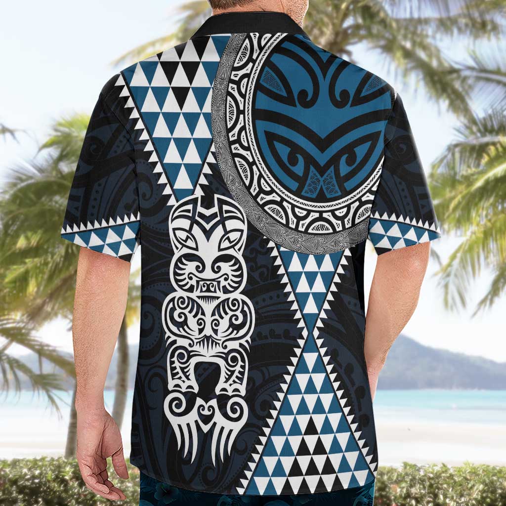 Blue Aotearoa Niho Taniwha Hawaiian Shirt Maori Mythology Tooth - Taniko Motifs LT14 - Polynesian Pride