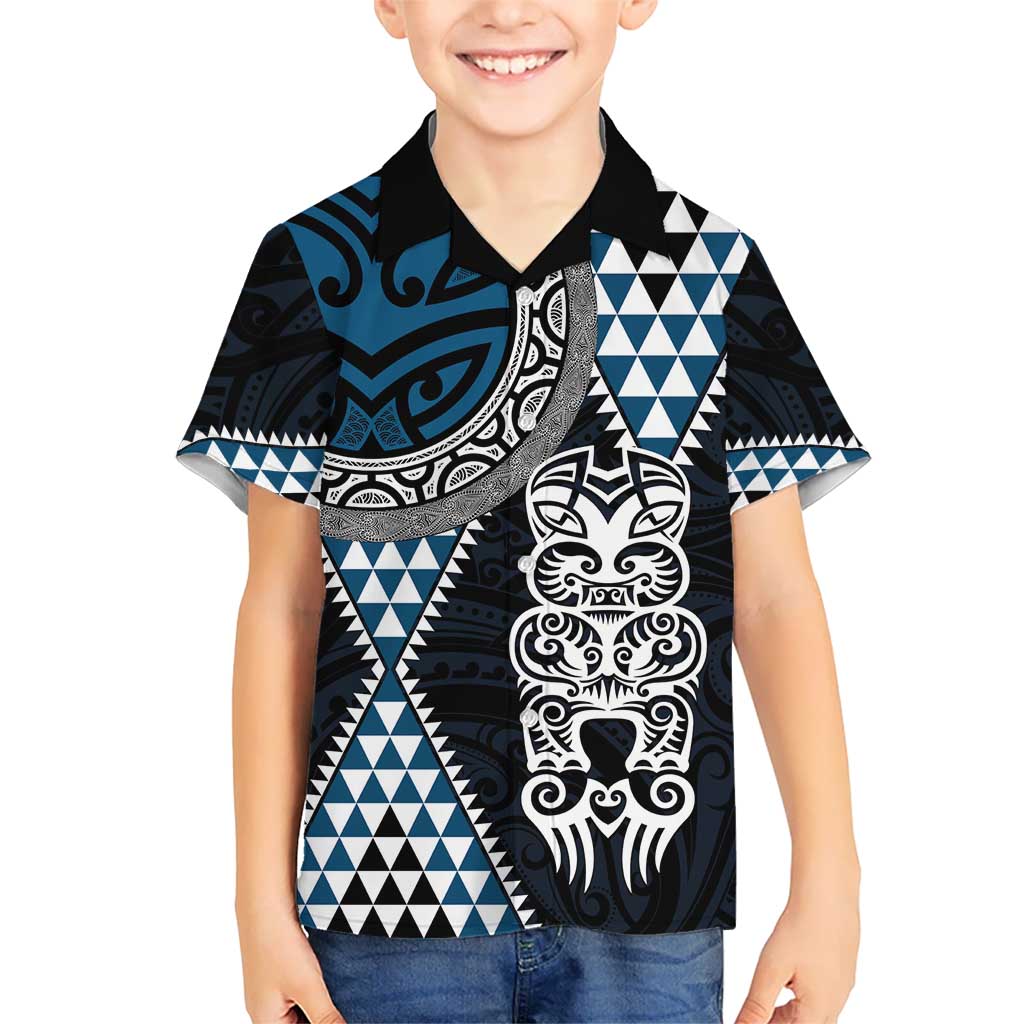 Blue Aotearoa Niho Taniwha Hawaiian Shirt Maori Mythology Tooth - Taniko Motifs LT14 - Polynesian Pride