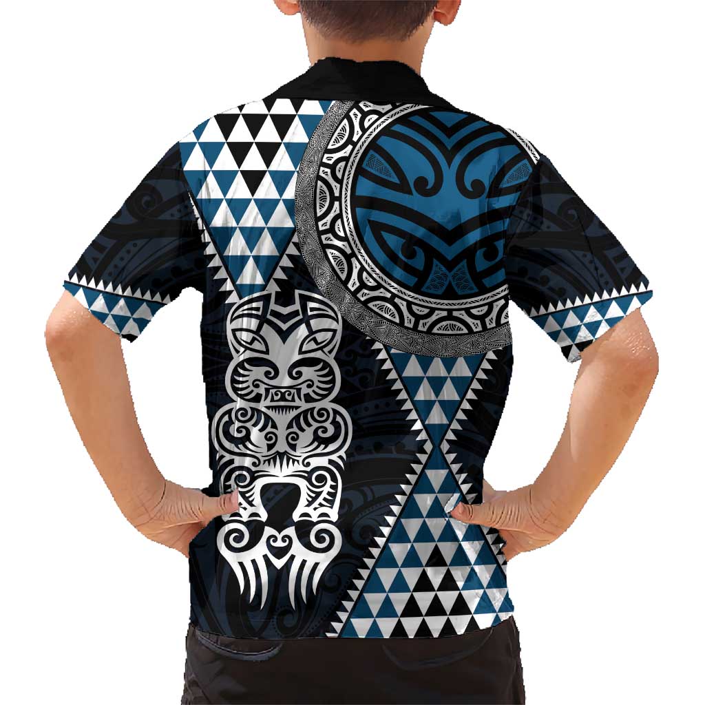 Blue Aotearoa Niho Taniwha Hawaiian Shirt Maori Mythology Tooth - Taniko Motifs LT14 - Polynesian Pride