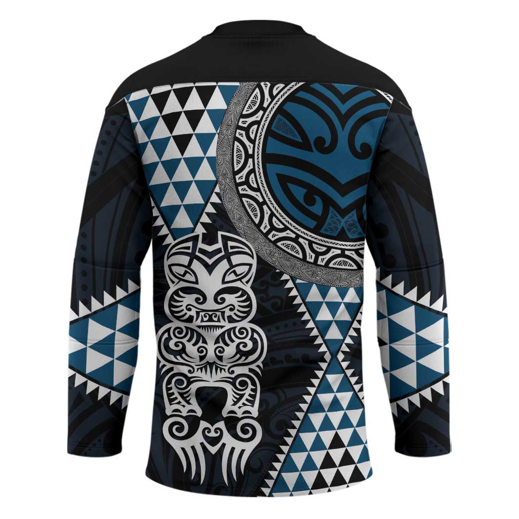 Blue Aotearoa Niho Taniwha Hockey Jersey Maori Mythology Tooth - Taniko Motifs - Polynesian Pride