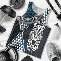 Blue Aotearoa Niho Taniwha Men Tank Top Maori Mythology Tooth - Taniko Motifs LT14 - Polynesian Pride