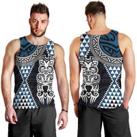 Blue Aotearoa Niho Taniwha Men Tank Top Maori Mythology Tooth - Taniko Motifs LT14 - Polynesian Pride