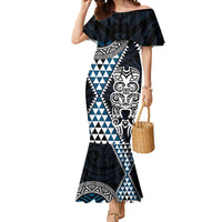 Blue Aotearoa Niho Taniwha Mermaid Dress Maori Mythology Tooth - Taniko Motifs