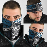 Blue Aotearoa Niho Taniwha Neck Gaiter Maori Mythology Tooth - Taniko Motifs - Polynesian Pride