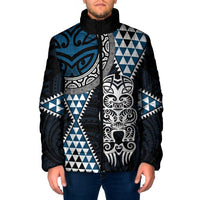 Blue Aotearoa Niho Taniwha Padded Jacket Maori Mythology Tooth - Taniko Motifs - Polynesian Pride