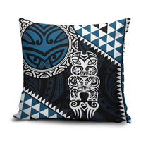 Blue Aotearoa Niho Taniwha Pillow Cover Maori Mythology Tooth - Taniko Motifs - Polynesian Pride