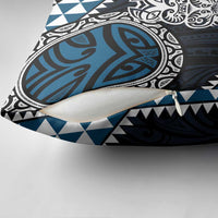 Blue Aotearoa Niho Taniwha Pillow Cover Maori Mythology Tooth - Taniko Motifs - Polynesian Pride