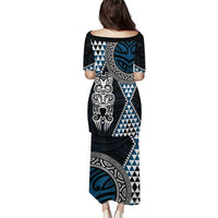 Blue Aotearoa Niho Taniwha Puletasi Maori Mythology Tooth - Taniko Motifs LT14 - Polynesian Pride