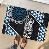 Blue Aotearoa Niho Taniwha Rubber Doormat Maori Mythology Tooth - Taniko Motifs