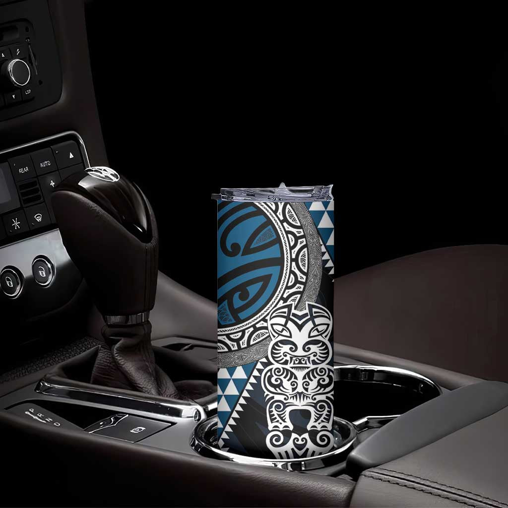 Blue Aotearoa Niho Taniwha Skinny Tumbler Maori Mythology Tooth - Taniko Motifs