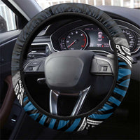 Blue Aotearoa Niho Taniwha Steering Wheel Cover Maori Mythology Tooth - Taniko Motifs LT14 - Polynesian Pride