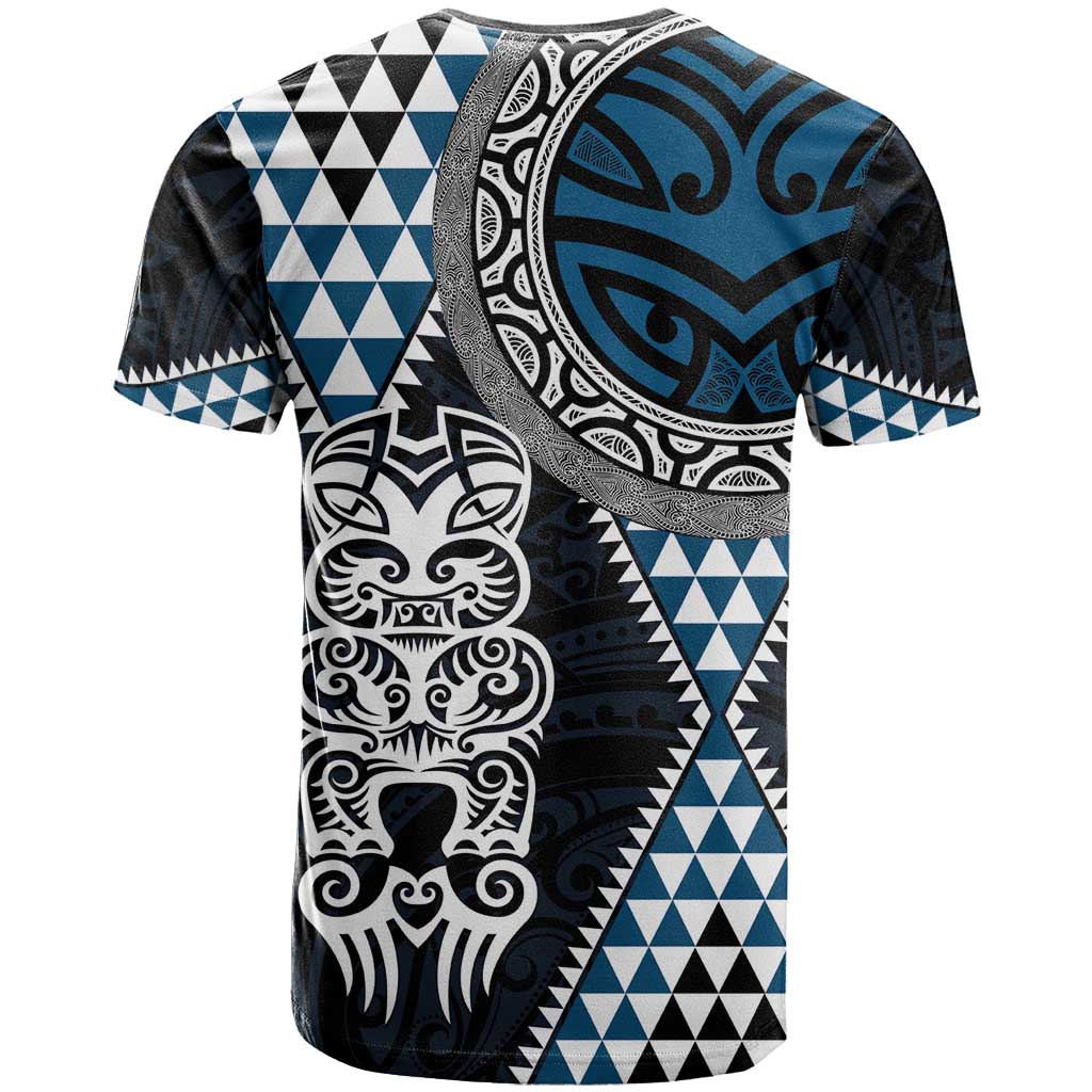 Blue Aotearoa Niho Taniwha T Shirt Maori Mythology Tooth - Taniko Motifs