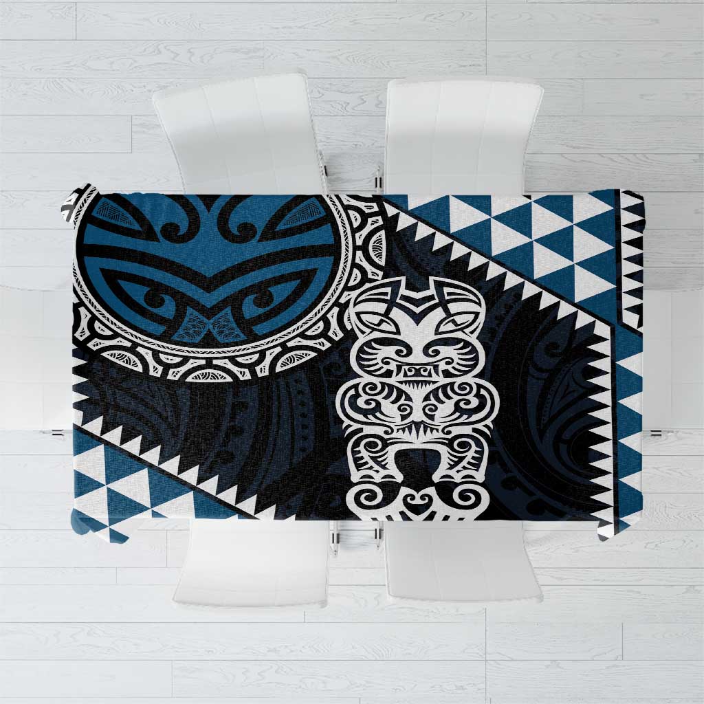 Blue Aotearoa Niho Taniwha Tablecloth Maori Mythology Tooth - Taniko Motifs LT14 Blue - Polynesian Pride