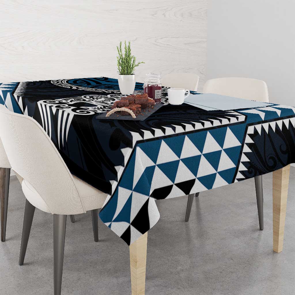 Blue Aotearoa Niho Taniwha Tablecloth Maori Mythology Tooth - Taniko Motifs LT14 - Polynesian Pride