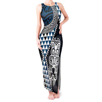 Blue Aotearoa Niho Taniwha Tank Maxi Dress Maori Mythology Tooth - Taniko Motifs LT14 Women Blue - Polynesian Pride