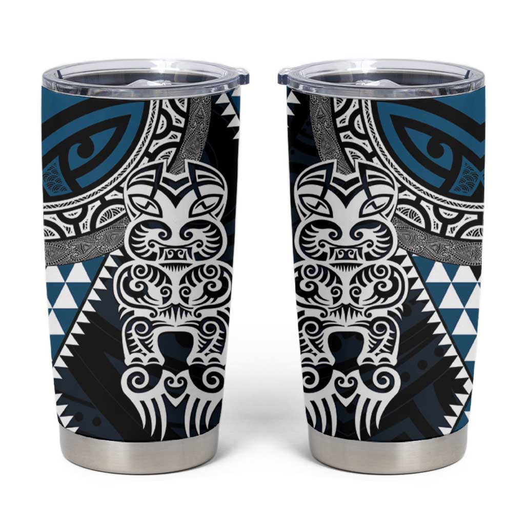 Blue Aotearoa Niho Taniwha Tumbler Cup Maori Mythology Tooth - Taniko Motifs LT14 Blue - Polynesian Pride