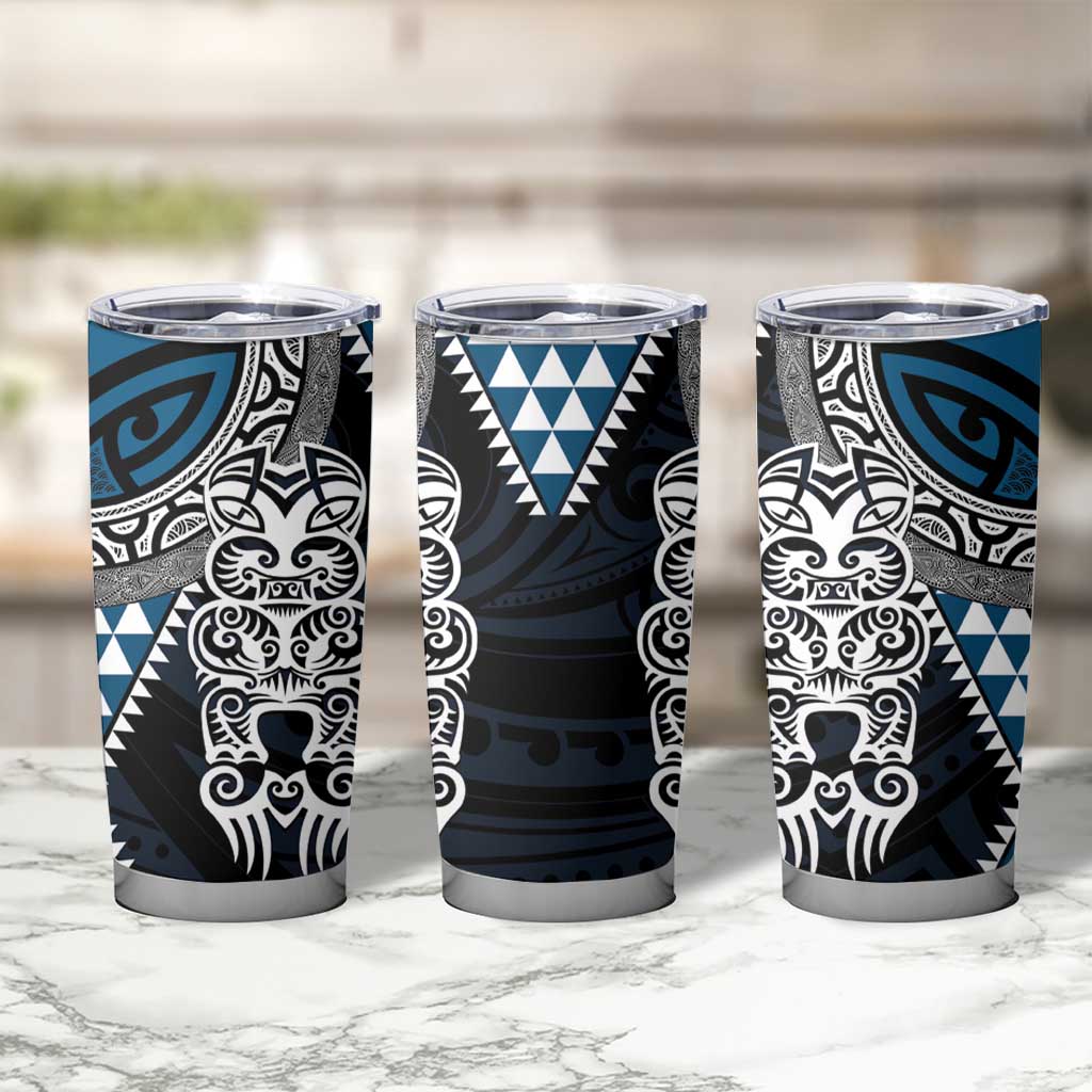 Blue Aotearoa Niho Taniwha Tumbler Cup Maori Mythology Tooth - Taniko Motifs LT14 - Polynesian Pride