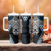 Blue Aotearoa Niho Taniwha Tumbler With Handle Maori Mythology Tooth - Taniko Motifs LT14 - Polynesian Pride