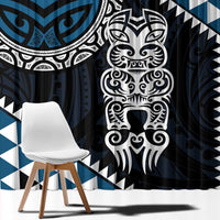 Blue Aotearoa Niho Taniwha Window Curtain Maori Mythology Tooth - Taniko Motifs LT14 - Polynesian Pride