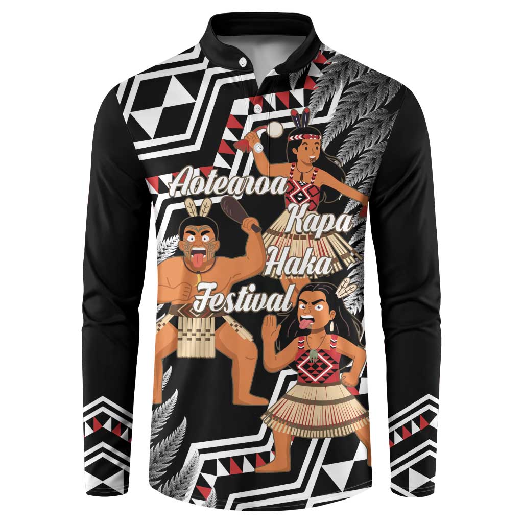 Aotearoa Kapa Haka Button Sweatshirt 2025 Festival - Traditional Maori Dance LT14 Black - Polynesian Pride