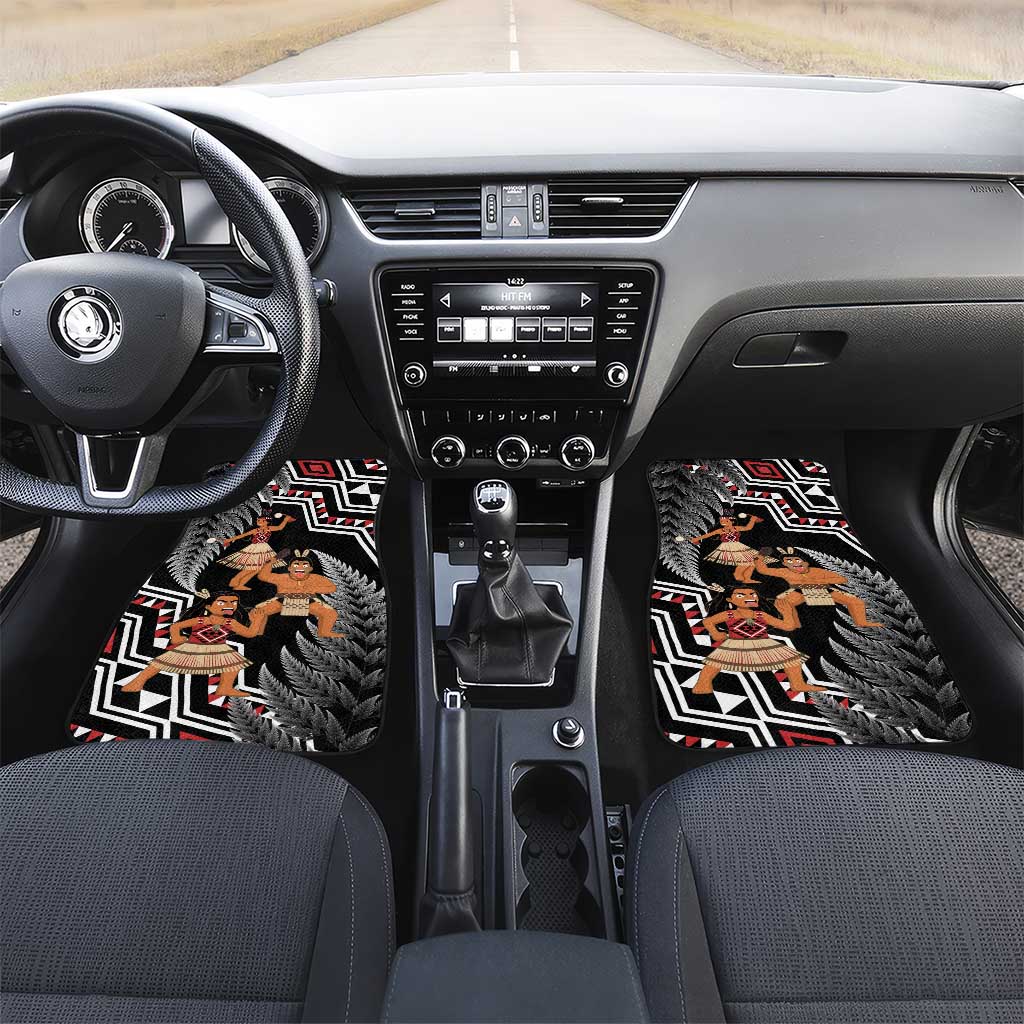 Aotearoa Kapa Haka Car Mats 2025 Festival - Traditional Maori Dance LT14 Set 2pcs - Front Black - Polynesian Pride