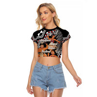 Aotearoa Kapa Haka Raglan Cropped T Shirt 2025 Festival - Traditional Maori Dance LT14 Female Black - Polynesian Pride