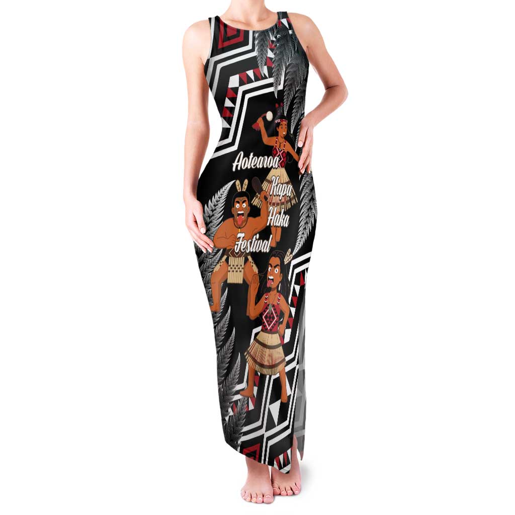 Aotearoa Kapa Haka Tank Maxi Dress 2025 Festival - Traditional Maori Dance LT14 Women Black - Polynesian Pride