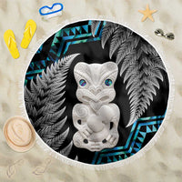 Aotearoa Taniko Paua Shell With Hei Tiki Beach Blanket LT14 One Size 150cm Black - Polynesian Pride