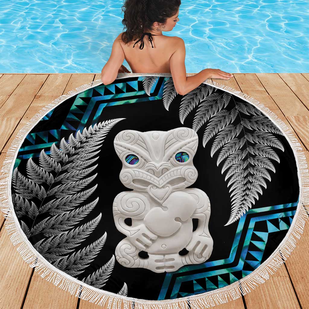 Aotearoa Taniko Paua Shell With Hei Tiki Beach Blanket LT14 - Polynesian Pride