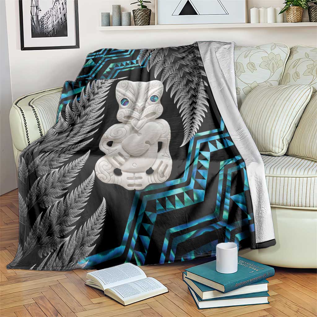 Aotearoa Taniko Paua Shell With Hei Tiki Blanket LT14 Black - Polynesian Pride