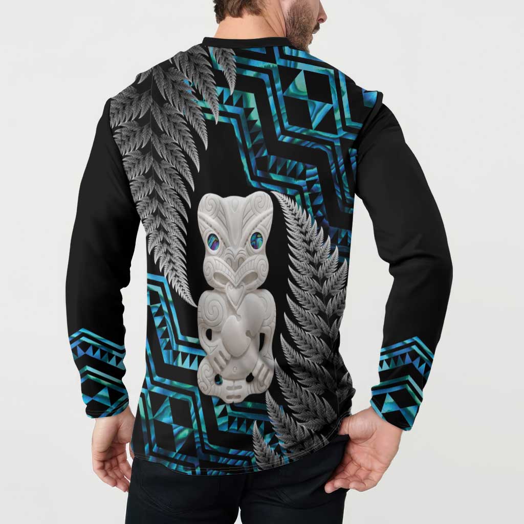Aotearoa Taniko Paua Shell With Hei Tiki Button Sweatshirt LT14 - Polynesian Pride