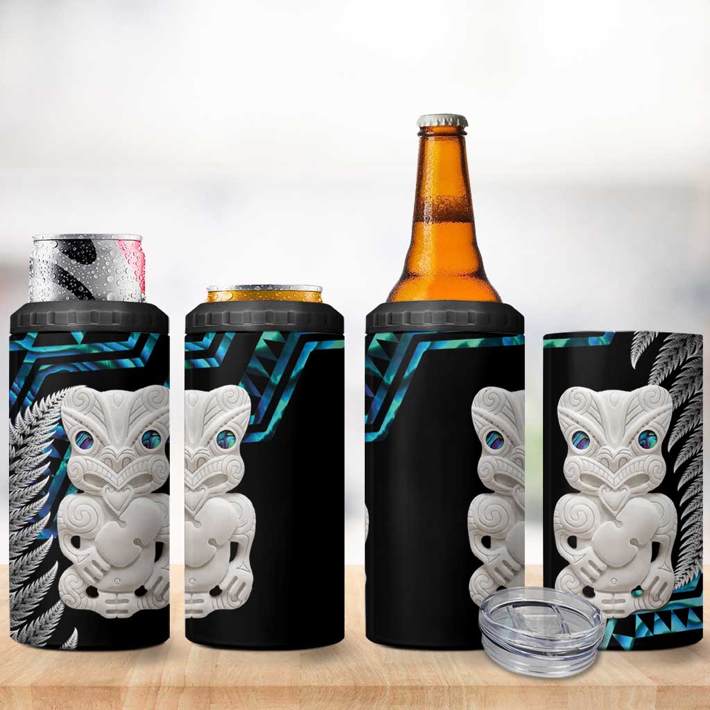 Aotearoa Taniko Paua Shell With Hei Tiki 4 in 1 Can Cooler Tumbler LT14 - Polynesian Pride