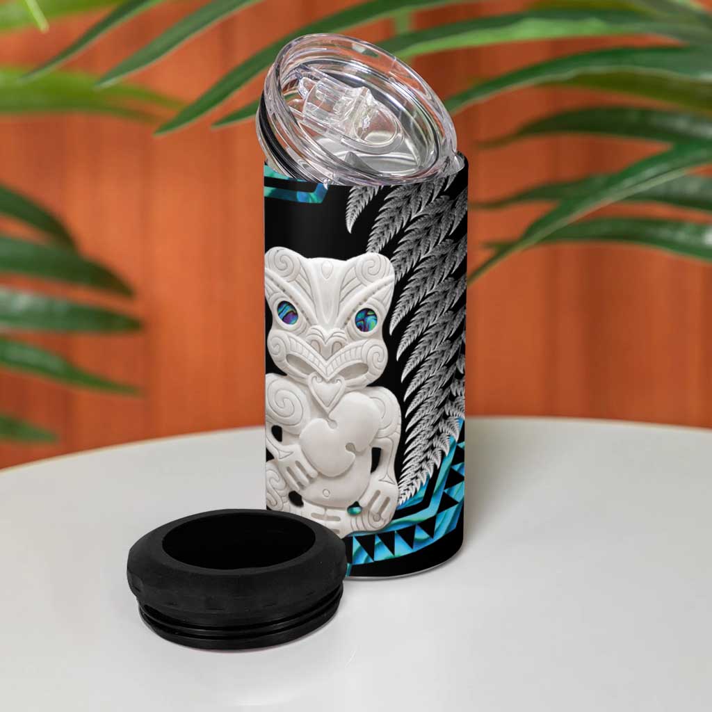 Aotearoa Taniko Paua Shell With Hei Tiki 4 in 1 Can Cooler Tumbler LT14 - Polynesian Pride