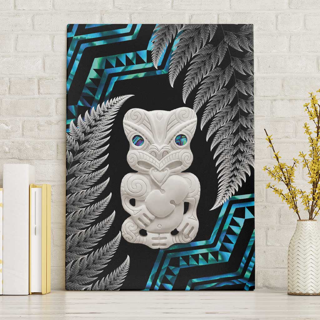 Aotearoa Taniko Paua Shell With Hei Tiki Canvas Wall Art LT14 Without Frame Black - Polynesian Pride