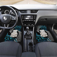 Aotearoa Taniko Paua Shell With Hei Tiki Car Mats LT14 Set 2pcs - Front Black - Polynesian Pride