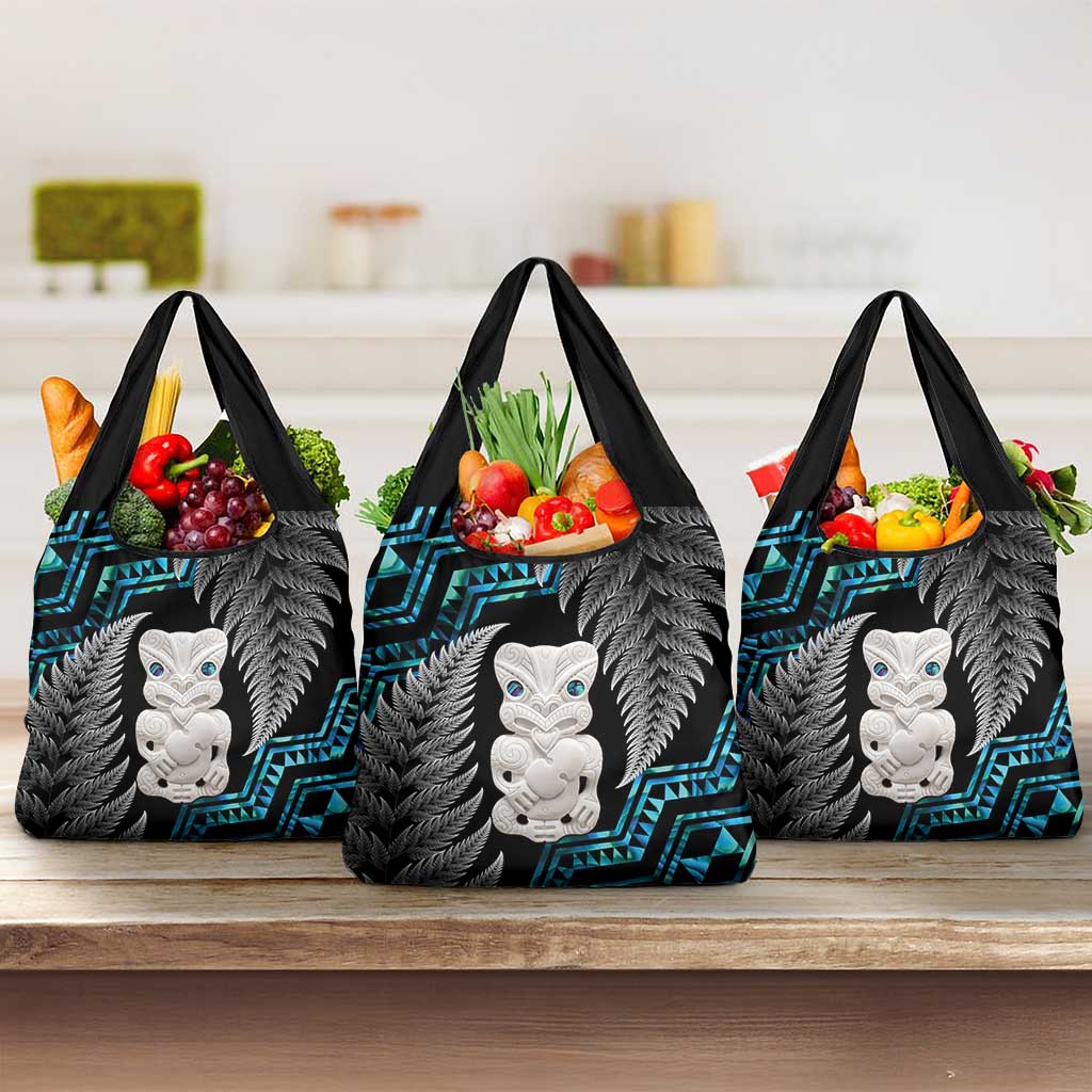 Aotearoa Taniko Paua Shell With Hei Tiki Grocery Bag LT14 3-pack One Size Black - Polynesian Pride