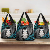 Aotearoa Taniko Paua Shell With Hei Tiki Grocery Bag LT14 3-pack One Size Black - Polynesian Pride