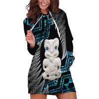 Aotearoa Taniko Paua Shell With Hei Tiki Hoodie Dress LT14 Black - Polynesian Pride